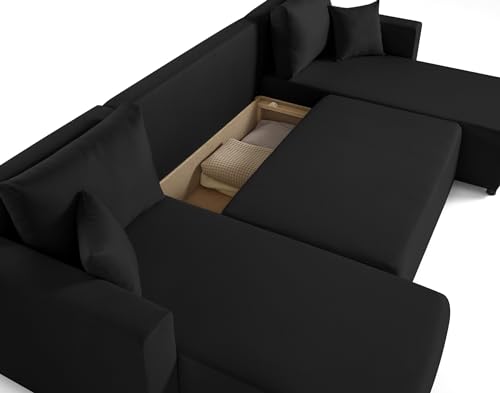 best mobilier regala canapé panoramique 7 places convertible avec coffre en tissu noir best mobilier regala canapé panoramique 7 places convertible avec coffre en tissu noir