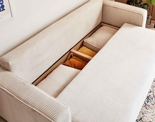 best mobilier topaze canapé 3 places convertible avec coffre en velours côtelé beige best mobilier topaze canapé 3 places convertible avec coffre en velours côtelé beige