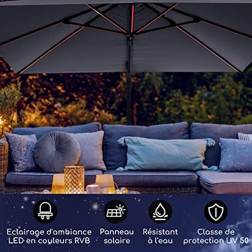blumfeldt parasol de jardin exterieur et balcon, panneaux solaires et eclairage lumières led, protection uv, parasol jardin etanche, parasol réglables, parasols de jardin... blumfeldt parasol de jardin exterieur et balcon, panneaux solaires et eclairage lumières led, protection uv, parasol jardin etanche, parasol réglables, parasols de jardin...