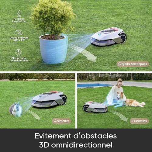 dreame a1 robot tondeuse intelligente, tondeuse à gazon robotisée sans fil périmétrique, contrôle aapplication, omnisense technologie, gestion intuitive des zones, Évitement... dreame a1 robot tondeuse intelligente, tondeuse à gazon robotisée sans fil périmétrique, contrôle aapplication, omnisense technologie, gestion intuitive des zones, Évitement...