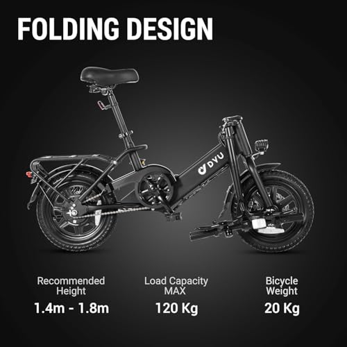 dyu vélo Électrique, 14" vélo Électrique pliable, mini ebike avec pedal assist, 36v 7,5ah batterie, réglable en hauteur, veilleuses, hauteur réglable, frein à double disque,... dyu vélo Électrique, 14" vélo Électrique pliable, mini ebike avec pedal assist, 36v 7,5ah batterie, réglable en hauteur, veilleuses, hauteur réglable, frein à double disque,...