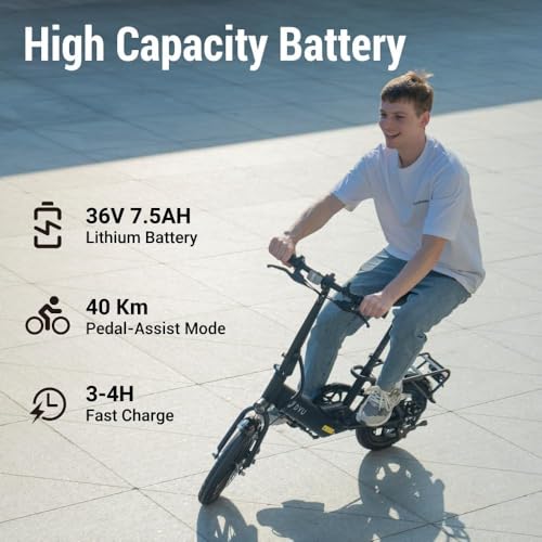 dyu vélo Électrique, 14" vélo Électrique pliable, mini ebike avec pedal assist, 36v 7,5ah batterie, réglable en hauteur, veilleuses, hauteur réglable, frein à double disque,... dyu vélo Électrique, 14" vélo Électrique pliable, mini ebike avec pedal assist, 36v 7,5ah batterie, réglable en hauteur, veilleuses, hauteur réglable, frein à double disque,...