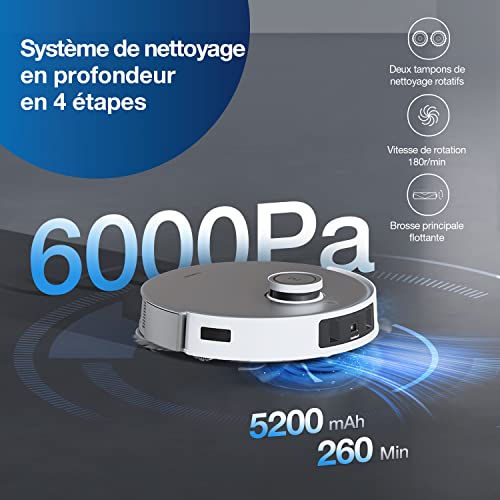ecovacs deebot t20 omni 6000pa robot aspirateur laveur, auto levage de la serpillière, nettoyage à l'eau chaude et séchage, vidage automatique, détection d'obstacles 3d,... ecovacs deebot t20 omni 6000pa robot aspirateur laveur, auto levage de la serpillière, nettoyage à l'eau chaude et séchage, vidage automatique, détection d'obstacles 3d,...