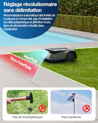 ecovacs goat gx 600 tondeuse robot avec aucun réglage des limites pour jardins max.600㎡, presser et tondre, aivi 3d évitement d'obstacles, coupe logique, disque à lames... ecovacs goat gx 600 tondeuse robot avec aucun réglage des limites pour jardins max.600㎡, presser et tondre, aivi 3d évitement d'obstacles, coupe logique, disque à lames...