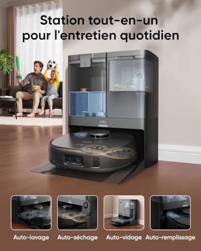 eufy x10 pro omni aspirateur robot avec station, 8 000 pa, lavage et séchage automatique des patins de nettoyage, système d'autovidage, autoremplissage, contournement des obstacles eufy x10 pro omni aspirateur robot avec station, 8 000 pa, lavage et séchage automatique des patins de nettoyage, système d'autovidage, autoremplissage, contournement des obstacles
