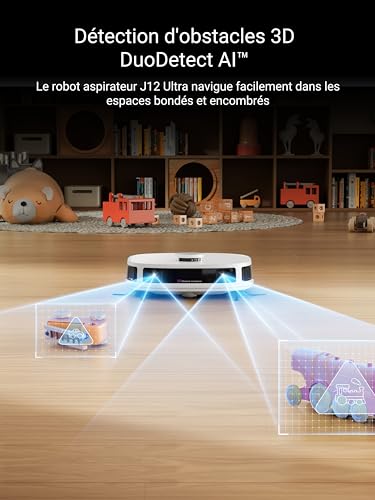 eureka j12 ultra robot aspirateur laveur avec station automatique de vidange lavage séchage, aspirateur robot de 5000pa, serpillière rotative, double lidar navigation, Évitement... eureka j12 ultra robot aspirateur laveur avec station automatique de vidange lavage séchage, aspirateur robot de 5000pa, serpillière rotative, double lidar navigation, Évitement...
