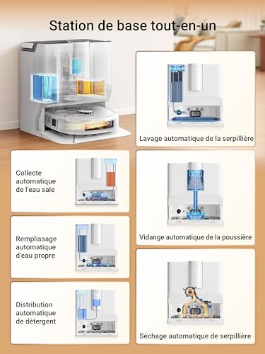 eureka j20 robot aspirateur laveur serpillière à chenille 17 n, 6000mah aspirateur robot laveur avec station autonettoyante, 8000 pa, détection de tapis, ai détection... eureka j20 robot aspirateur laveur serpillière à chenille 17 n, 6000mah aspirateur robot laveur avec station autonettoyante, 8000 pa, détection de tapis, ai détection...