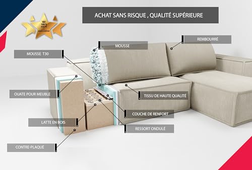 grekpol canapé d'angle convertible 244x145 velours côtelé à gauche ou à droite canapé avec espace de rangement sofa beige canapé 3 places convertible canapé lit canapé... grekpol canapé d'angle convertible 244x145 velours côtelé à gauche ou à droite canapé avec espace de rangement sofa beige canapé 3 places convertible canapé lit canapé...