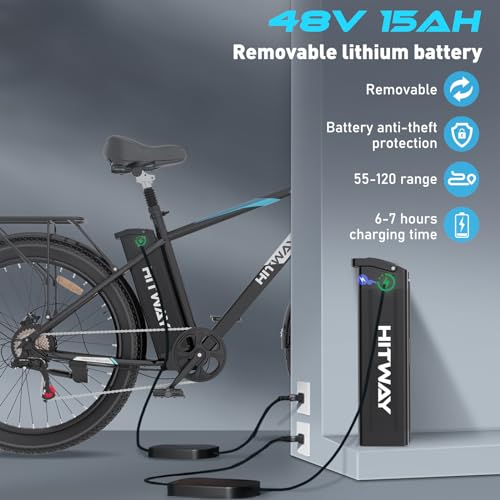 hitway vélo électrique, 26*3.0 pouces ebike 250w moteur velo electrique,vtt batterie lithium amovible 48v/15ah, 7 vitesses vélo de ville velo hollandais femme bicyclette adulte... hitway vélo électrique, 26*3.0 pouces ebike 250w moteur velo electrique,vtt batterie lithium amovible 48v/15ah, 7 vitesses vélo de ville velo hollandais femme bicyclette adulte...