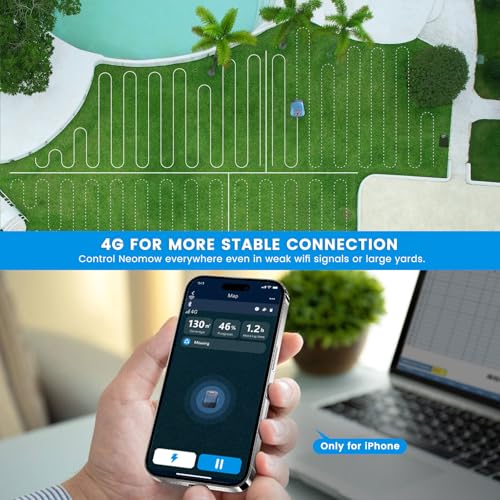 hookii robot tondeuse pour jardins jusqu’à 1000m², tonte parallèle, redécoupe et recharge automatique, bluetooth/wifi /4g, batterie de grande capacité de 4400mah, uniquement... hookii robot tondeuse pour jardins jusqu’à 1000m², tonte parallèle, redécoupe et recharge automatique, bluetooth/wifi /4g, batterie de grande capacité de 4400mah, uniquement...