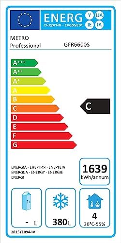 metro professional congélateur gfr6600s, 380 l, refroidissement par air, 480 w, avec serrure, 5 étagères réglables, argenté metro professional congélateur gfr6600s, 380 l, refroidissement par air, 480 w, avec serrure, 5 étagères réglables, argenté