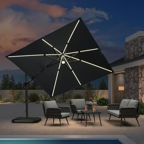 purple leaf parasol déporté 3 x 3 m avec pieds de parasol, parasol de jardin extérieur inclinable avec led solaire, toile protection uv, gris purple leaf parasol déporté 3 x 3 m avec pieds de parasol, parasol de jardin extérieur inclinable avec led solaire, toile protection uv, gris