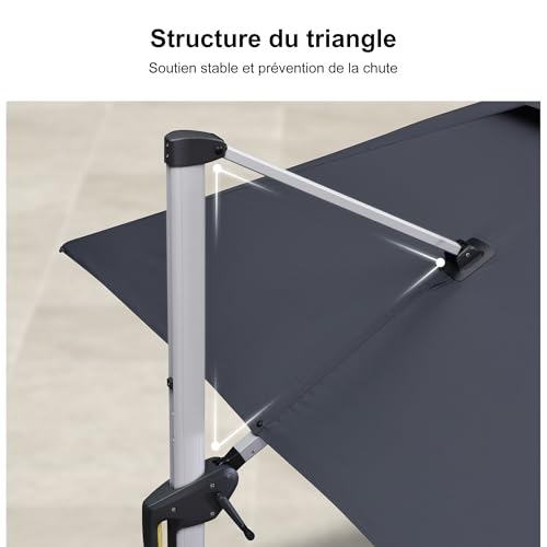 purple leaf parasol déporté rectangulaire 2.7 x 3.65 m avec led, parasol de jardin extérieur toit à double rotatif 360°, parasol excentré inclinable, parasol terrasse extérieur,... purple leaf parasol déporté rectangulaire 2.7 x 3.65 m avec led, parasol de jardin extérieur toit à double rotatif 360°, parasol excentré inclinable, parasol terrasse extérieur,...