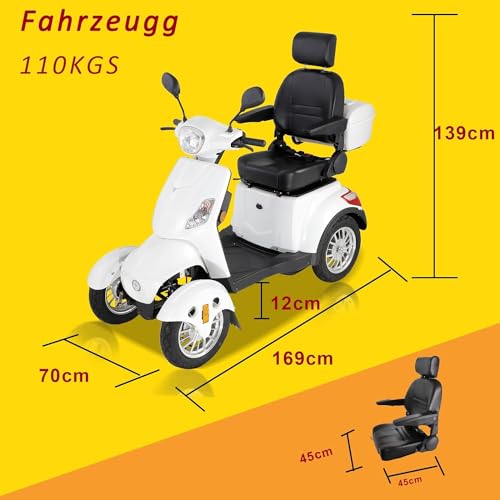 scooter électrique à 4 roues avec 3 vitesses, grand espace de stockage, tête et accoudoirs réglables et dossier. convient pour différents terrains avec phares, feux arrière et... scooter électrique à 4 roues avec 3 vitesses, grand espace de stockage, tête et accoudoirs réglables et dossier. convient pour différents terrains avec phares, feux arrière et...