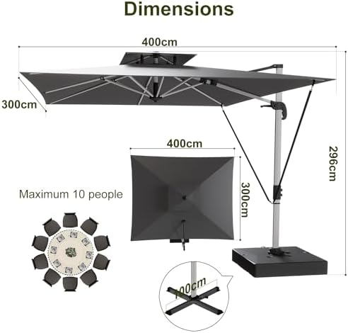 triumphkey parasol de jardin exterieur,aluminium rectangulaire parasol deporte pliable,antirouille et anticorrosion,uv protection,anti vent,rotation à 360 degrés triumphkey parasol de jardin exterieur,aluminium rectangulaire parasol deporte pliable,antirouille et anticorrosion,uv protection,anti vent,rotation à 360 degrés